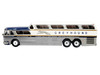 GM PD-4501 Scenicruiser Coach Bus Greyhound Bus Lines - 50th Anniversary Raw Metal with Blue and White Top and Gold Stripes The Bus & Motorcoach Collection 1/43 Plastic Model Iconic Replicas 43-0665