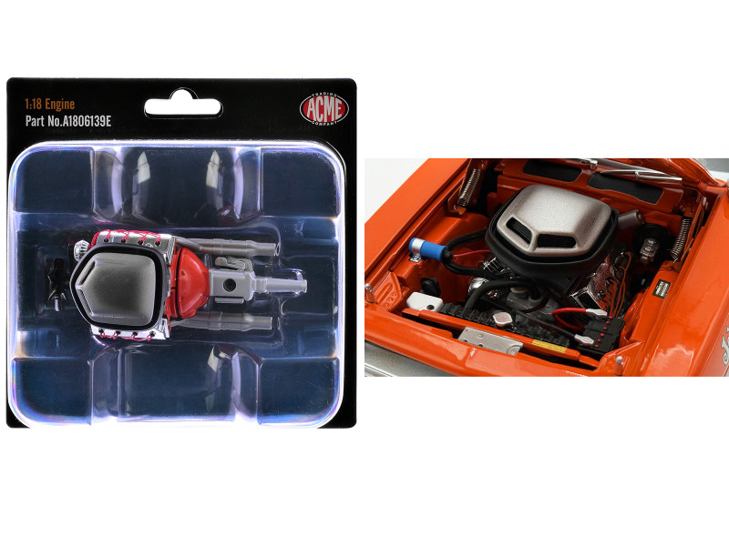 426 HEMI Engine and Transmission Replica from 1970 Plymouth HEMI Cuda 1/18 Model ACME A1806139E