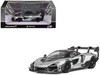 McLaren Senna GTR Silver Gray Metallic with Carbon Hood and Black Top 1/64 Diecast Model Car CM Model CM64-SENNAGTR-11