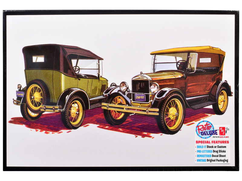 Skill 2 Model Kit 1927 Ford Model T Touring 2 in 1 Kit 1/25 Scale Model AMT AMT1490