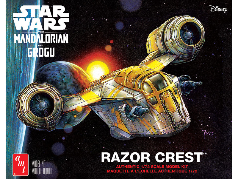 Skill 2 Model Kit Razor Crest Spaceship Star Wars: The Mandalorian 1/72 Scale Model AMT AMT1561M