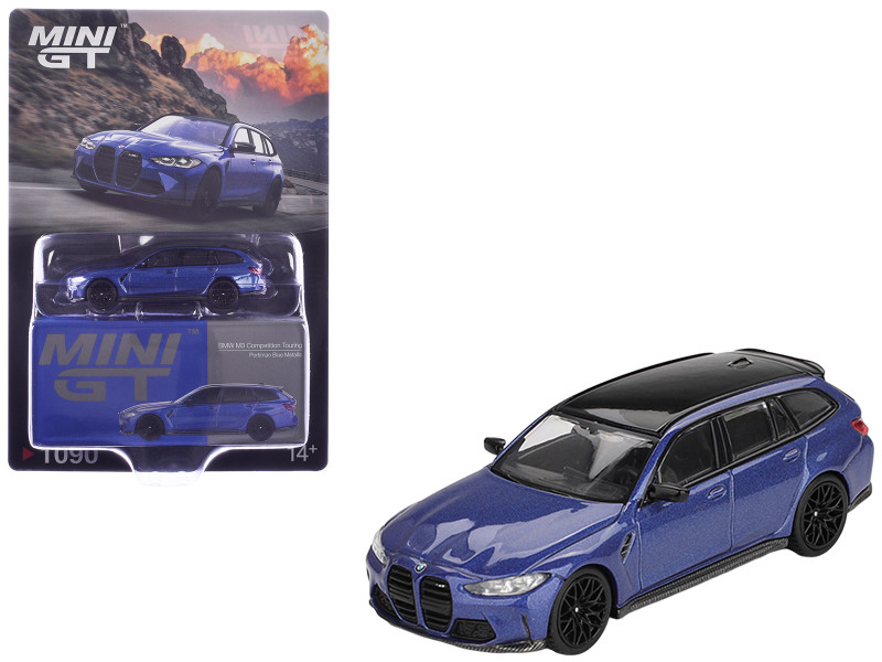 BMW M3 Competition Touring Portimao Blue Metallic with Black Top 1/64 Diecast Model Car Mini GT MGT01090