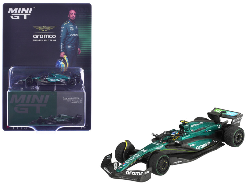 Aston Martin AMR24 #14 Fernando Alonso Formula One F1 Canadian GP 2024 Limited Edition 1/64 Diecast Model Car Mini GT MGT01113