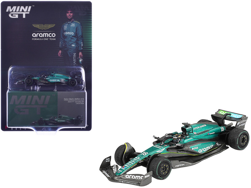 Aston Martin AMR24 #18 Lance Stroll Formula One F1 Canadian GP 2024 Limited Edition 1/64 Diecast Model Car Mini GT MGT01114