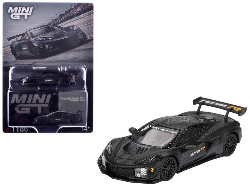 Chevrolet Corvette Z06 GT3.R Road America Test Car Black with Graphics Limited Edition 1/64 Diecast Model Car Mini GT MGT01186