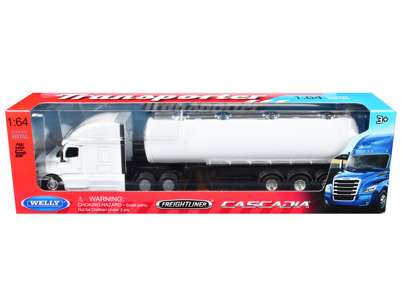 Freightliner Cascadia Oil Tanker Plain White Transporter Series 1/64 Diecast Model Welly 68062W-WH