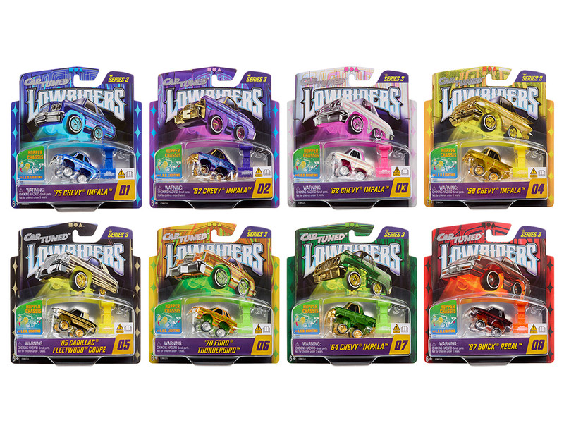 Lowriders Show Glow Series 3 Set of 8 Pieces Diecast Model Cars CarTuned 597346-XX2