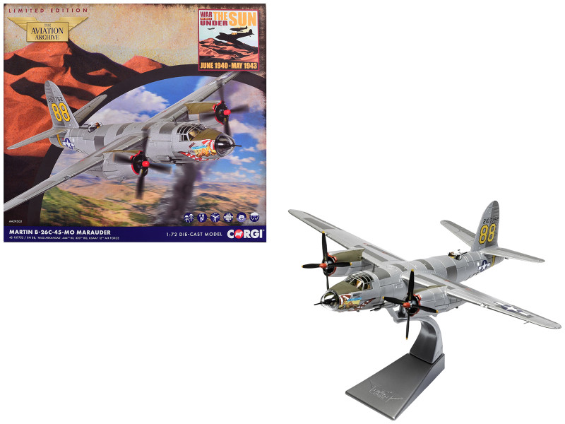 Martin B-26C-45-MO Marauder Aircraft 42-107752 Miss Arkansas 444th BS 320th BG 12th Air Force 1944 United States Army Air Forces The Aviation Archive Series 1/72 Diecast Model Corgi AA29502