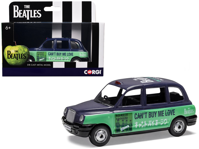 The Beatles London Taxi RHD Right Hand Drive Can't Buy Me Love Blue and Green with Graphics Diecast Model Corgi CC85935