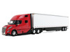 Volvo VNL 860 High Roof Sleeper and 53 Trailer with Skirts Red with White Trailer 1/50 Diecast Model First Gear 50-3515
