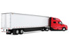 Volvo VNL 860 High Roof Sleeper and 53 Trailer with Skirts Red with White Trailer 1/50 Diecast Model First Gear 50-3515