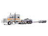 Peterbilt 389 with 70 Mid Roof Sleeper and Fontaine Magnitude Tri Axle Lowboy Trailer with Jeep Capitola Trucking Gray with Orange Stripes 1/64 Diecast Model DCP/First Gear 60-2286
