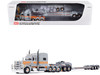 Peterbilt 389 with 70 Mid Roof Sleeper and Fontaine Magnitude Tri Axle Lowboy Trailer with Jeep Capitola Trucking Gray with Orange Stripes 1/64 Diecast Model DCP/First Gear 60-2286