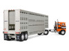 Freightliner COE and 45 Wilson Vintage Livestock Trailer Orange with Stripes 1/64 Diecast Model DCP/First Gear 60-2290