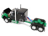 Ford LTL 9000 with 60 Flat Top Sleeper and 45 Wilson Vintage Livestock Trailer Black and Green 1/64 Diecast Model DCP/First Gear 60-2294