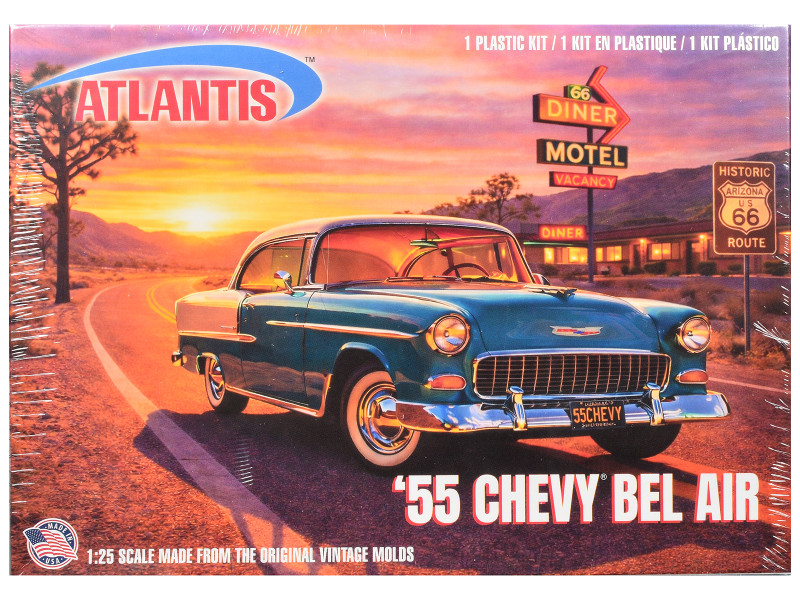 Skill 3 Model Kit 1955 Chevrolet Bel Air Hardtop Route 66 1/25 Scale Model Atlantis ALM-1374