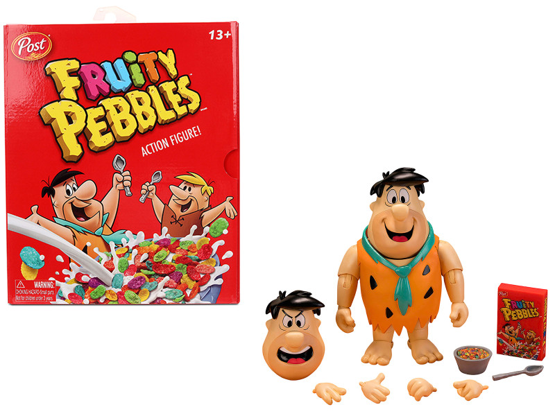 Fred Flintstone 6" Moveable Figure with Accessories and Alternate Head and Hands The Flintstones - Post Fruity Pebbles Model Jada 35979