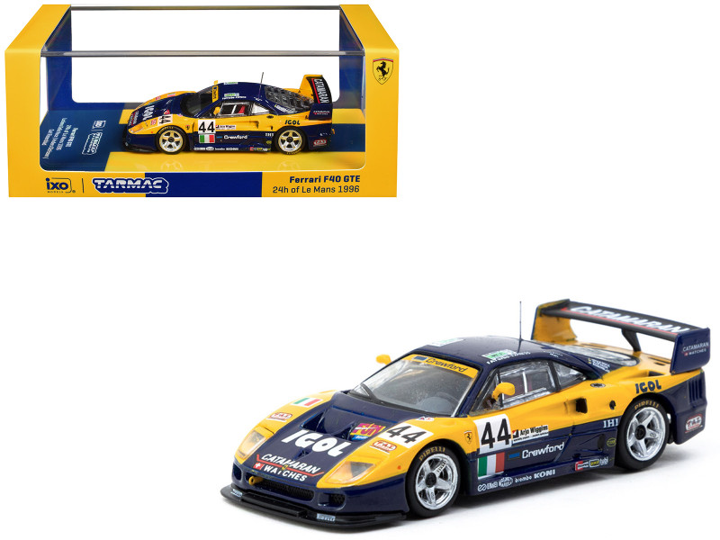 Ferrari F40 GTE #44 Luciano Della Noce - Anders Olofsson - Carl Rosenblad 24 Hours of Le Mans 1996 Hobby64 Series 1/64 Diecast Model Car Tarmac Works T64-088-96LM44