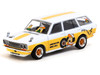 Datsun Bluebird 510 Wagon Ohige no Pon White with Orange Stripes and Graphics Global64 Series 1/64 Diecast Model Car Tarmac Works T64G-026-ONP