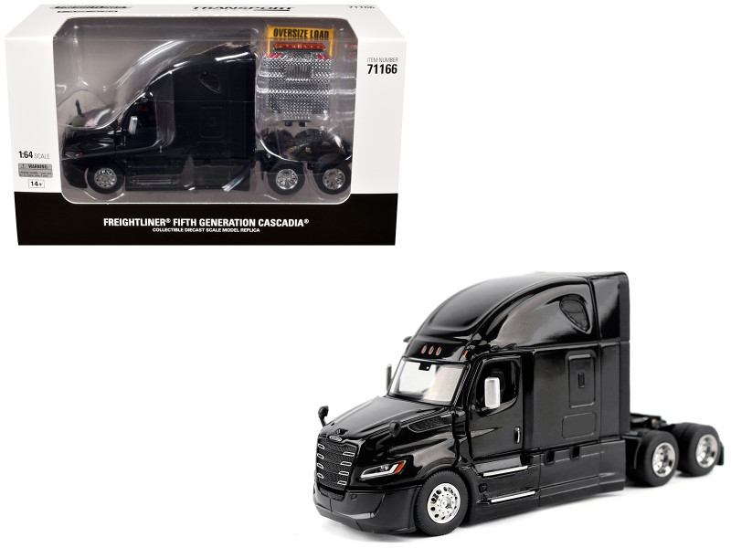 2025 Freightliner Cascadia Gen-5 Sleeper Cab Truck Tractor Night-Shift Black Transport Series 1/64 Diecast Model Diecast Masters 71166