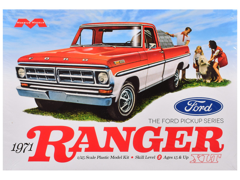 Skill 3 Model Kit 1971 Ford Ranger XLT Pickup Truck 1/25 Scale Model Moebius MOE-1208