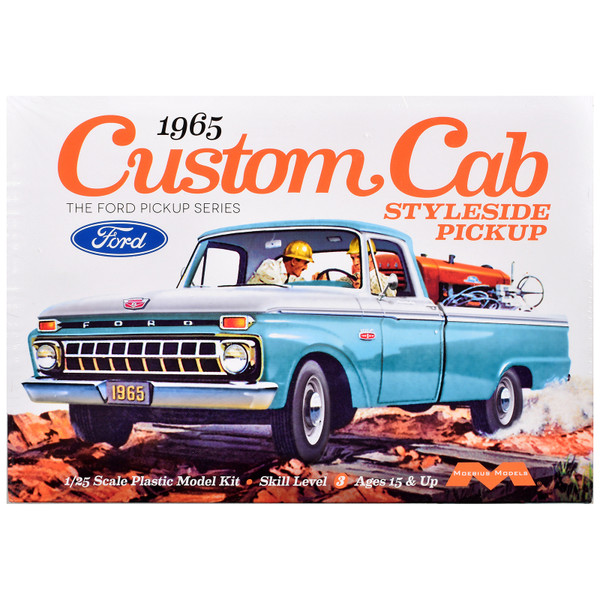 Skill 3 Model Kit 1965 Ford Custom Cab Styleside Pickup Truck 1/25 Scale Model Moebius MOE-1234