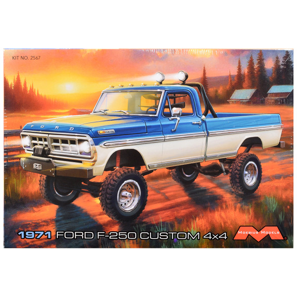 Skill 3 Model Kit 1971 Ford F-250 Custom Lifted 4x4 Pickup Truck 1/25 Scale Model Moebius MOE-2567