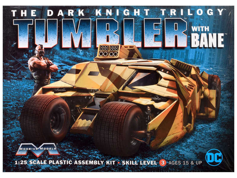 Skill 3 Model Kit Batmobile Tumbler with Bane Figure Batman Dark Knight Trilogy Movie Franchise 1/25 Scale Model Moebius MOE-967