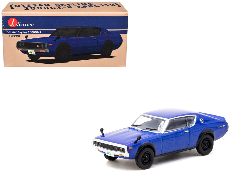 Nissan Skyline 2000GT-R KPGC110 RHD Right Hand Drive Blue Metallic J Collection Series 1/64 Diecast Model Tarmac Works JC64-010-BL