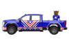 2022 GMC Sierra 3500 HD Pickup Truck Blue with American Soccer Graphics with Bison Figure International Soccer Celebration 26 Series 1/64 Diecast Model Car Greenlight GL30588
