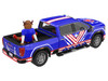 2022 GMC Sierra 3500 HD Pickup Truck Blue with American Soccer Graphics with Bison Figure International Soccer Celebration 26 Series 1/64 Diecast Model Car Greenlight GL30588