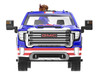 2022 GMC Sierra 3500 HD Pickup Truck Blue with American Soccer Graphics with Bison Figure International Soccer Celebration 26 Series 1/64 Diecast Model Car Greenlight GL30588