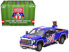 2022 GMC Sierra 3500 HD Pickup Truck Blue with American Soccer Graphics with Bison Figure International Soccer Celebration 26 Series 1/64 Diecast Model Car Greenlight GL30588