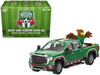 2022 GMC Sierra 3500 HD Pickup Truck Green with Mexican Soccer Graphics with Eagle Figure International Soccer Celebration '26 Series 1/64 Diecast Model Car Greenlight GL30589