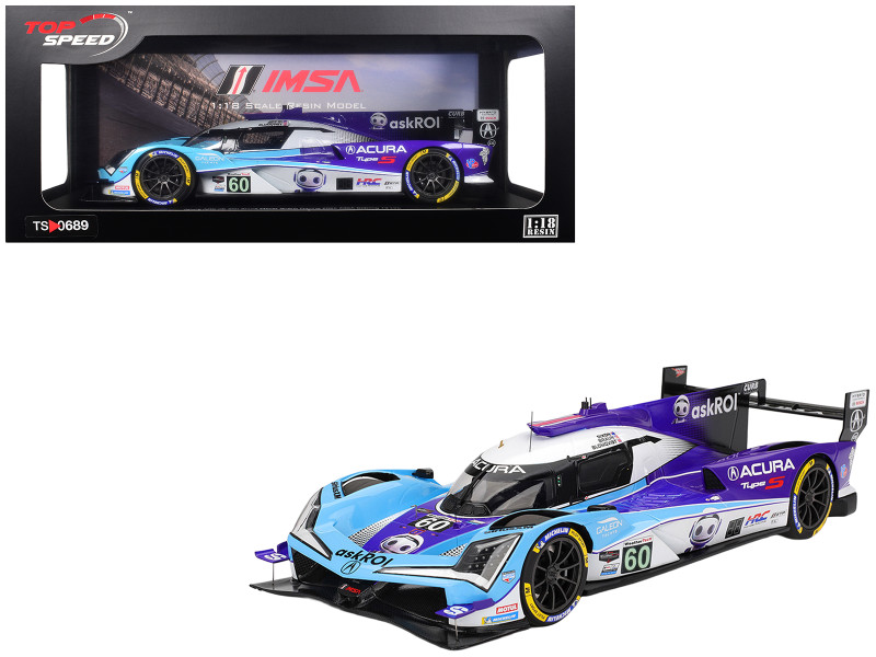Acura ARX 06 GTP #60 Tom Blomqvist Colin Braun Scott Dixon Acura Meyer Shank Racing with Curb Agajanian IMSA 12 Hours of Sebring 2025 1/18 Model Car Top Speed TS0689