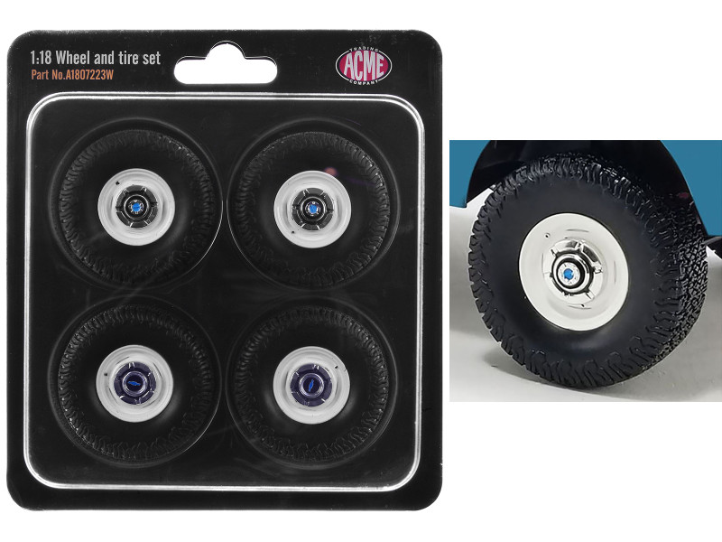 35 Inch Offroad Wheel and Tire Set of 4 pieces from 1967 Chevrolet K-10 Pickup Truck for 1/18 Scale Models ACME A1807223W