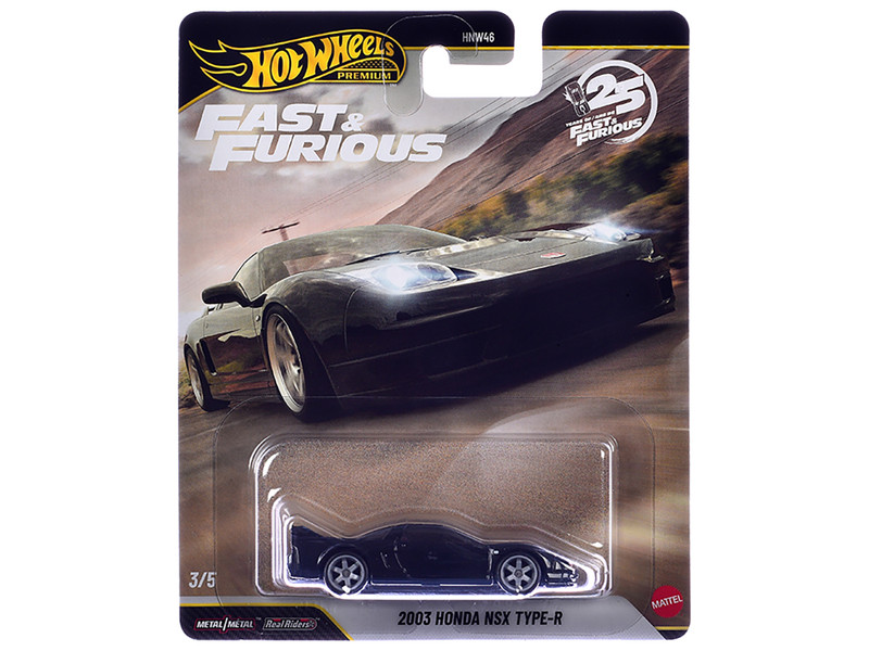 2003 Honda NSX Type-R RHD Right Hand Drive Black Fast Five 2011 Movie Fast & Furious Series Diecast Model Car Hot Wheels JHW75