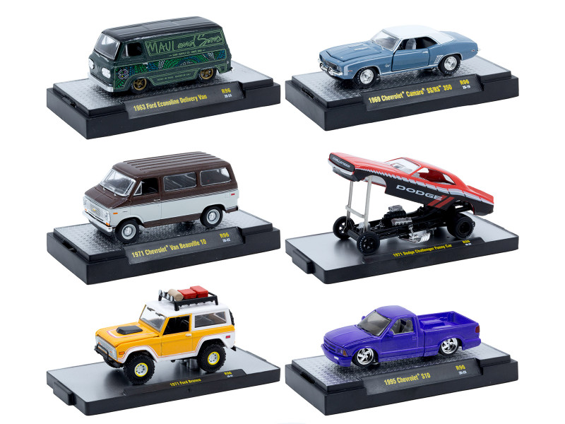 Auto Meets Set of 6 Cars IN DISPLAY CASES Release 96 Limited Edition 1/64 Diecast Model Cars M2 Machines 32600-96
