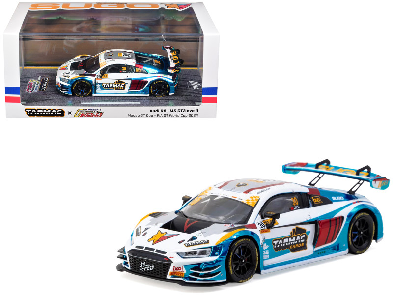 Audi R8 LMS GT3 evo II #30 James Yu Uno Racing Team Macau GT Cup - FIA GT World Cup 2024 with A4 Poster Hobby43 Series 1/43 Diecast Model Car Tarmac Works T43-027-24MGP30