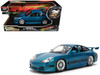 Porsche 911 GT3 RS (996) Blue Color Brush Finish Fast Five 2011 Movie 25 Years of Fast & Furious Series 1/24 Diecast Model Car by Jada 37819