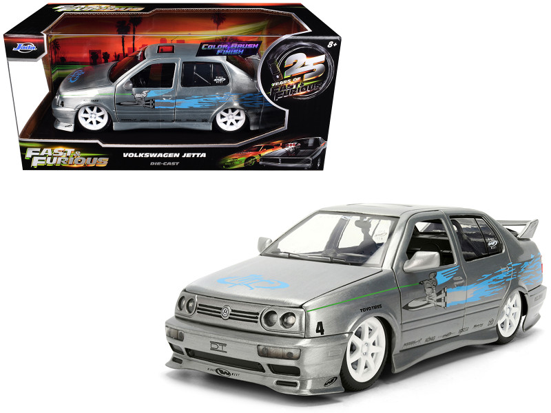 Volkswagen Jetta Raw Metal Color Brush Finish The Fast and the Furious 2001 Movie 25 Years of Fast & Furious Series 1/24 Diecast Model Car by Jada 37820