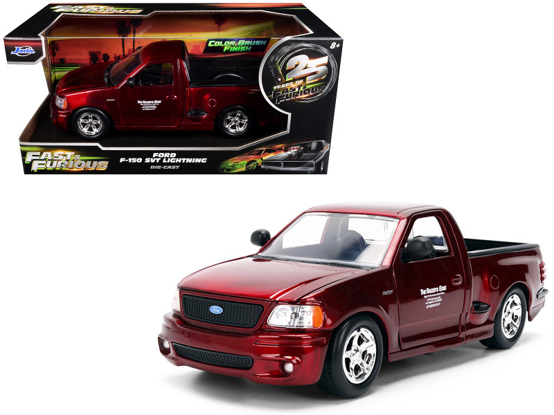 Ford F-150 SVT Lightning Pickup Truck Red Color Brush Finish The Fast and the Furious (2001) Movie 25 Years of Fast & Furious Series 1/24 Diecast Model Car Jada 37876