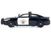 2023 Dodge Charger Pursuit Police Car California Highway Patrol CHP Black and White with Flashing Light Bar and Front and Rear Lights and Sounds 1/24 Diecast Model Car Motormax 79625