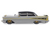 1957 Chevrolet Bel Air Lowrider Gray with Black Top and Gold Accents 1/64 Diecast Model Car IXO Models IA64014