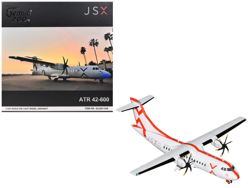 ATR 42 600 Commercial Aircraft JSX N400JX White with Red Stripes Gemini 200 Series 1/200 Diecast Model Airplane GeminiJets G2JSX1506