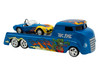 Shelby Cobra Super Snake Blue Metallic with Flames and Custom Rat Fink Hauler Blue Metallic with Flames and Graphics 1/64 Diecast Model Cars ACME SC64006