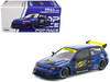 Pandem Civic EG6 RHD Right Hand Drive Sunoco Blue Metallic with Yellow Accents 1/64 Diecast Model Car Pop Race PR640365