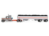 Peterbilt 589 with 58" Mid-Roof Sleeper and 50' Wilson Pacesetter Grain Trailer Silver Metallic with Orange Stripes 1/64 Diecast Model DCP/First Gear 60-2173