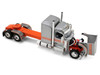 Peterbilt 589 with 58" Mid-Roof Sleeper and 50' Wilson Pacesetter Grain Trailer Silver Metallic with Orange Stripes 1/64 Diecast Model DCP/First Gear 60-2173