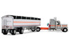 Peterbilt 589 with 58" Mid-Roof Sleeper and 50' Wilson Pacesetter Grain Trailer Silver Metallic with Orange Stripes 1/64 Diecast Model DCP/First Gear 60-2173